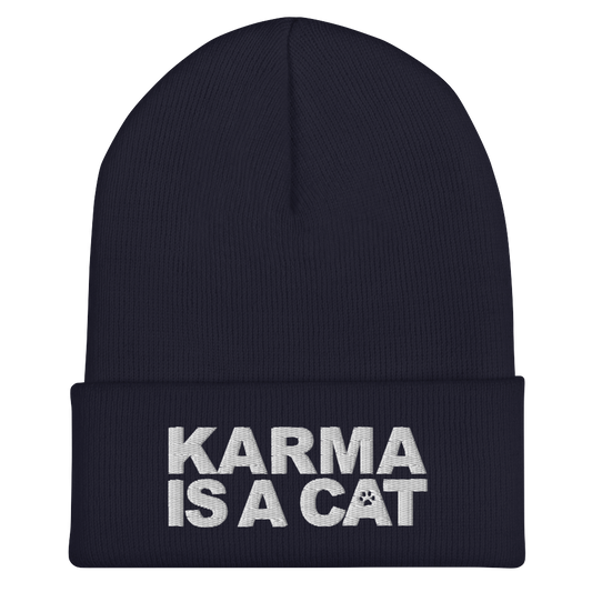Karma Is A Cat Cuffed Beanie
